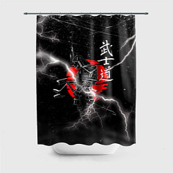 Шторка для душа Самурай Бусидо Иероглифы Samurai Lightning, цвет: 3D-принт