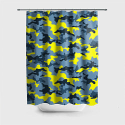 Шторка для душа Камуфляж Жёлто-Голубой, цвет: 3D-принт