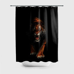 Шторка для ванной Тигр на черном фоне