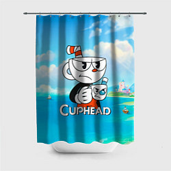 Шторка для душа Cuphead сердитая чашечка, цвет: 3D-принт