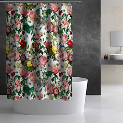 Шторка для душа Узор из летних роз Summer Roses Pattern, цвет: 3D-принт — фото 2