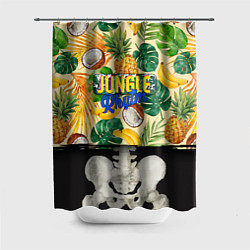 Шторка для душа Тропики Ритм Джунглей Ананасы Кокосы Бананы, цвет: 3D-принт