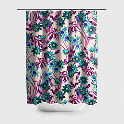 Шторка для душа Цветы Летние Фиолетовые Рудбеки, цвет: 3D-принт