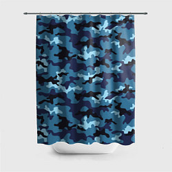 Шторка для душа Камуфляж Тёмно-Синий Camouflage Dark-Blue, цвет: 3D-принт