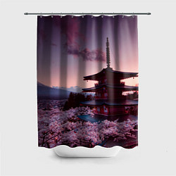 Шторка для ванной Цветение сакуры в Японии
