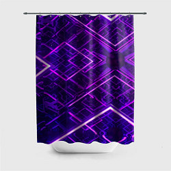 Шторка для ванной Неоновые ромбы в абстракции - Фиолетовый