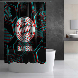 Шторка для душа Bayern FC в стиле Glitch на темном фоне, цвет: 3D-принт — фото 2