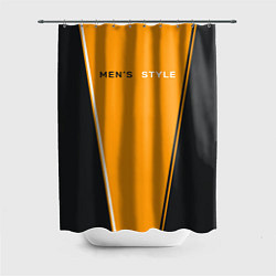 Шторка для ванной Mens style мужской стиль - чёрный с оранжевым