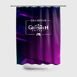 Шторка для душа Genshin Impact Gaming Champion: рамка с лого и джо, цвет: 3D-принт