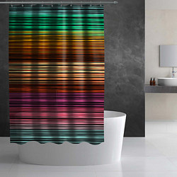 Шторка для душа Multicolored thin stripes Разноцветные полосы, цвет: 3D-принт — фото 2