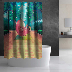 Шторка для душа Поросенок занимается йогой, цвет: 3D-принт — фото 2