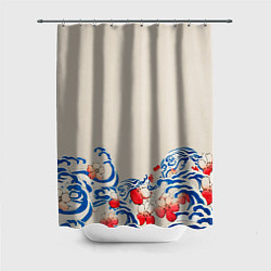 Шторка для душа Японский орнамент волн, цвет: 3D-принт