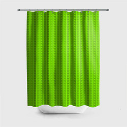 Шторка для душа Зеленые узоры из линий, цвет: 3D-принт