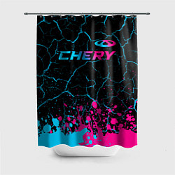 Шторка для душа Chery - neon gradient: символ сверху, цвет: 3D-принт