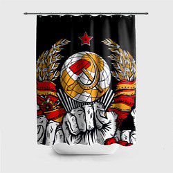Шторка для душа Герб СССР на черном фоне, цвет: 3D-принт