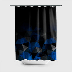 Шторка для ванной Черно-синий геометрический