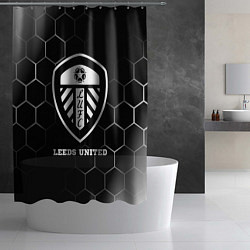 Шторка для душа Leeds United sport на темном фоне, цвет: 3D-принт — фото 2