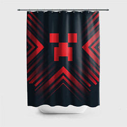Шторка для душа Красный символ Minecraft на темном фоне со стрелка, цвет: 3D-принт