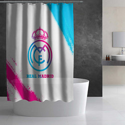 Шторка для душа Real Madrid neon gradient style, цвет: 3D-принт — фото 2
