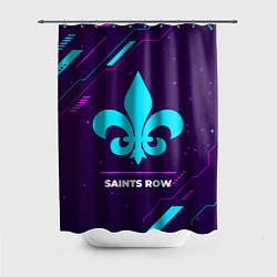 Шторка для душа Символ Saints Row в неоновых цветах на темном фоне, цвет: 3D-принт