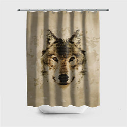 Шторка для душа Полигональная голова волка, цвет: 3D-принт