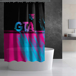 Шторка для душа GTA - neon gradient: символ сверху, цвет: 3D-принт — фото 2