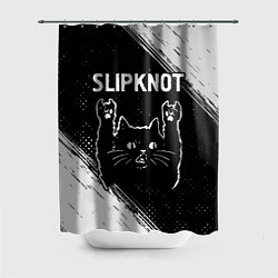 Шторка для ванной Группа Slipknot и рок кот