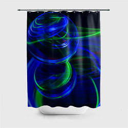Шторка для душа Неоновые лучи и шар во тьме, цвет: 3D-принт