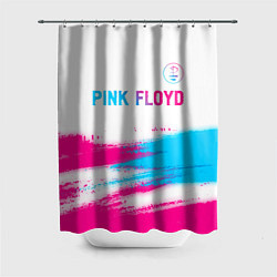 Шторка для душа Pink Floyd neon gradient style: символ сверху, цвет: 3D-принт