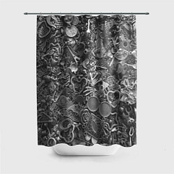 Шторка для душа Металлические предметы, цвет: 3D-принт
