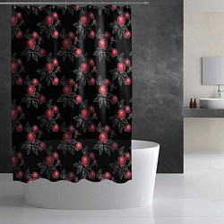 Шторка для душа Акварельные розы на черном, цвет: 3D-принт — фото 2