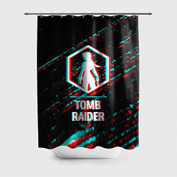 Шторка для ванной Tomb Raider в стиле glitch и баги графики на темно