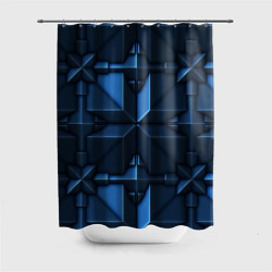 Шторка для душа Синяя объёмная броня киборга, цвет: 3D-принт