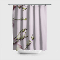 Шторка для душа Красивые Цветы на Розовом фоне, цвет: 3D-принт