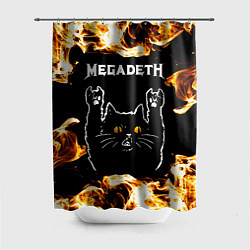 Шторка для ванной Megadeth рок кот и огонь