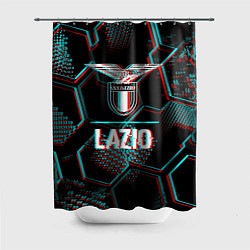 Шторка для душа Lazio FC в стиле glitch на темном фоне, цвет: 3D-принт