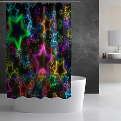 Шторка для душа Большие неоновые звезды, цвет: 3D-принт — фото 2