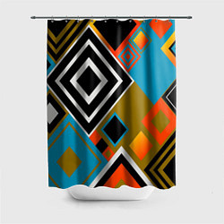 Шторка для душа Фон из разноцветных квадратов, цвет: 3D-принт