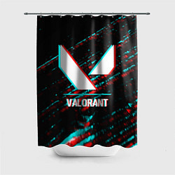 Шторка для ванной Valorant в стиле glitch и баги графики на темном ф