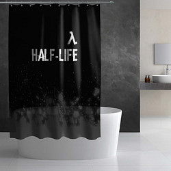 Шторка для душа Half-Life glitch на темном фоне: символ сверху, цвет: 3D-принт — фото 2
