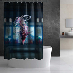 Шторка для душа Аяка Камисато в примогеме, цвет: 3D-принт — фото 2