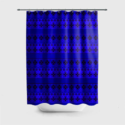 Шторка для ванной Скандинавский орнамент Синий кобальт