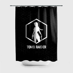 Шторка для душа Tomb Raider glitch на темном фоне, цвет: 3D-принт