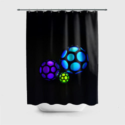 Шторка для душа Объёмные неоновые шары, цвет: 3D-принт