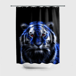 Шторка для ванной Синий неоновый тигр