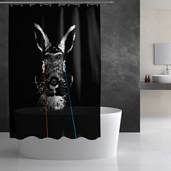 Шторка для душа Черный кролик стреляет лазерами из глаз, цвет: 3D-принт — фото 2