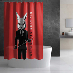 Шторка для душа Dangerous rabbit, my year - my rules, цвет: 3D-принт — фото 2