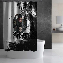 Шторка для душа Slipknot black and white, цвет: 3D-принт — фото 2