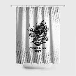 Шторка для ванной Cyberpunk 2077 с потертостями на светлом фоне