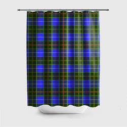 Шторка для ванной Ткань Шотландка сине-зелёная